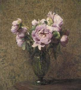 Henri Fantin-Latour Glazen vaas met pioenen. oil painting image